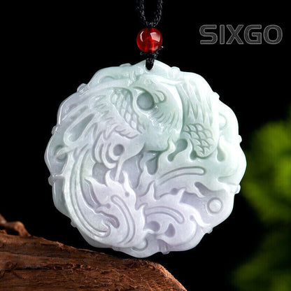 Real Grade A 100% Natural Lavender Jade Jadeite Women Circle Phoenix Pendant