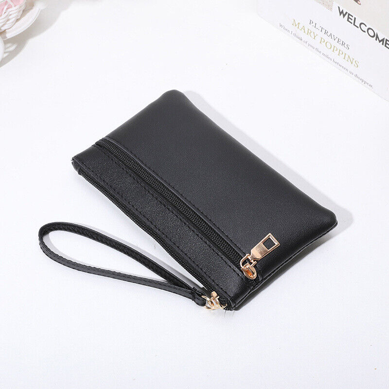 Women Leather Handbag Purses Zipper Long Wallet Women Pouch Wrist Wallet Vintage