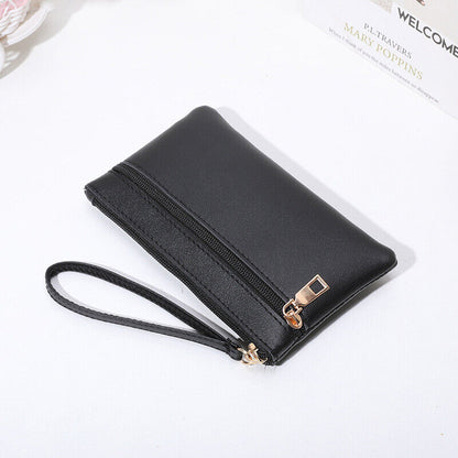 Women Leather Handbag Purses Zipper Long Wallet Women Pouch Wrist Wallet Vintage