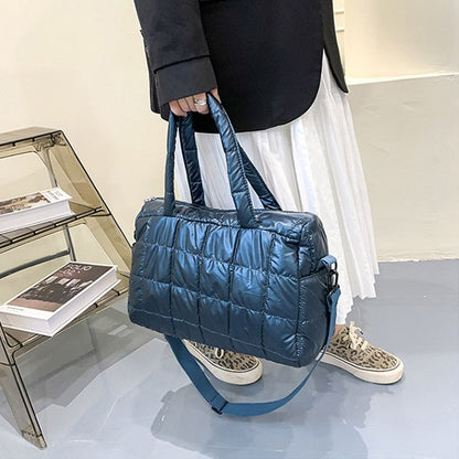 Large Shoulder Bags Waterproof Nylon Purses Cotton Feather Down Bag 36*13*27 CM