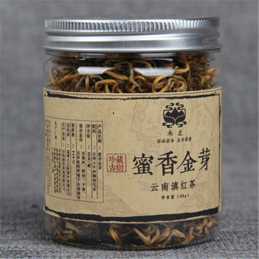 Yunnan Dianhong Black Tea Large Leaves Kung Fu Cha Red Honey Golden Buds Tea 40g