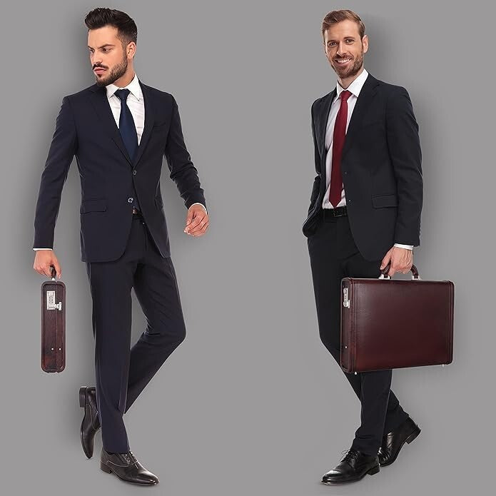 New Leather Travel Briefcase Side Combination Lock Office Business Handbag
