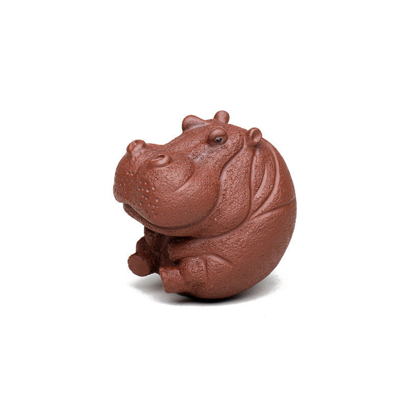 Hippo Statue Small Size Yixing Zisha Tea Pet Table Decoration Handmade Artware
