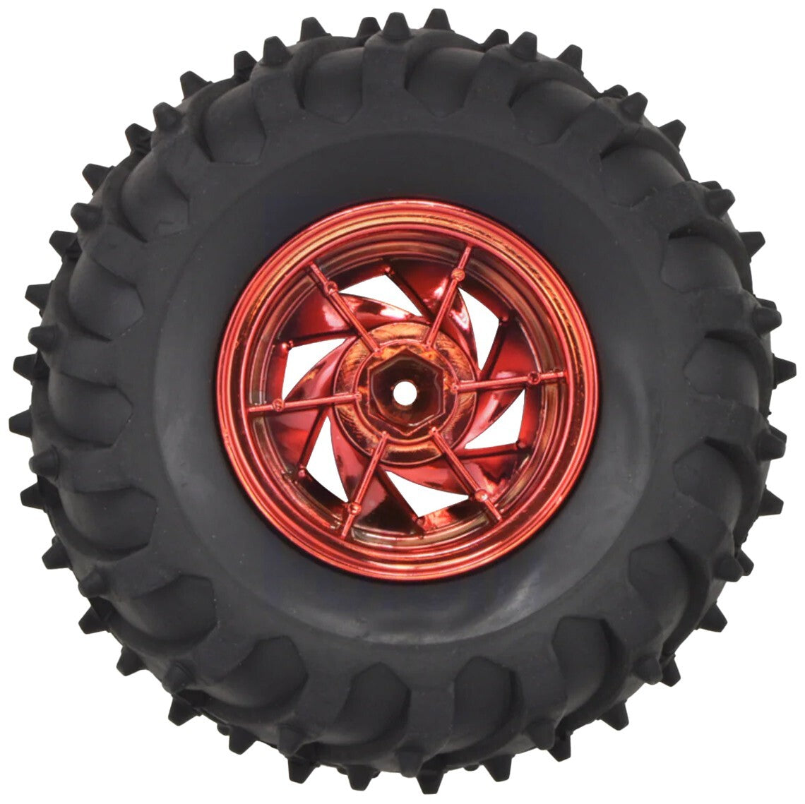 4 Pack Dagu 120mm Spiked Rubber Wheels for RC / Robotics, 60mm Width, 4mm Axle