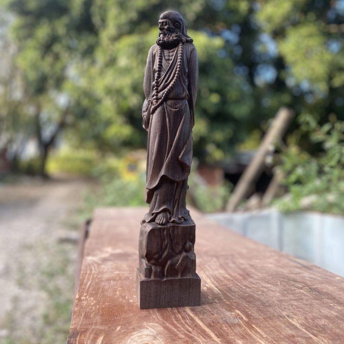 Eaglewood Dharma Buddha Statue Agarwood Carving Zen Wood Craft Decor