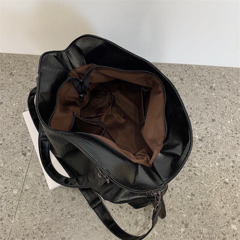 Big Black Shoulder Bags Shopper Purse Synthetic Leather Crossbody Handbag Totes