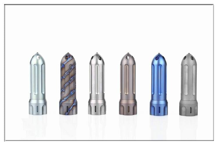 Titanium Alloy Rocket Shape Pill Case Holder Container Keychain Necklace Pendant