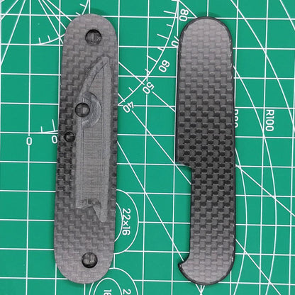 Carbon Fiber Handle Scales Without Cut-Out for 91mm Victorinox Swiss Army Knife