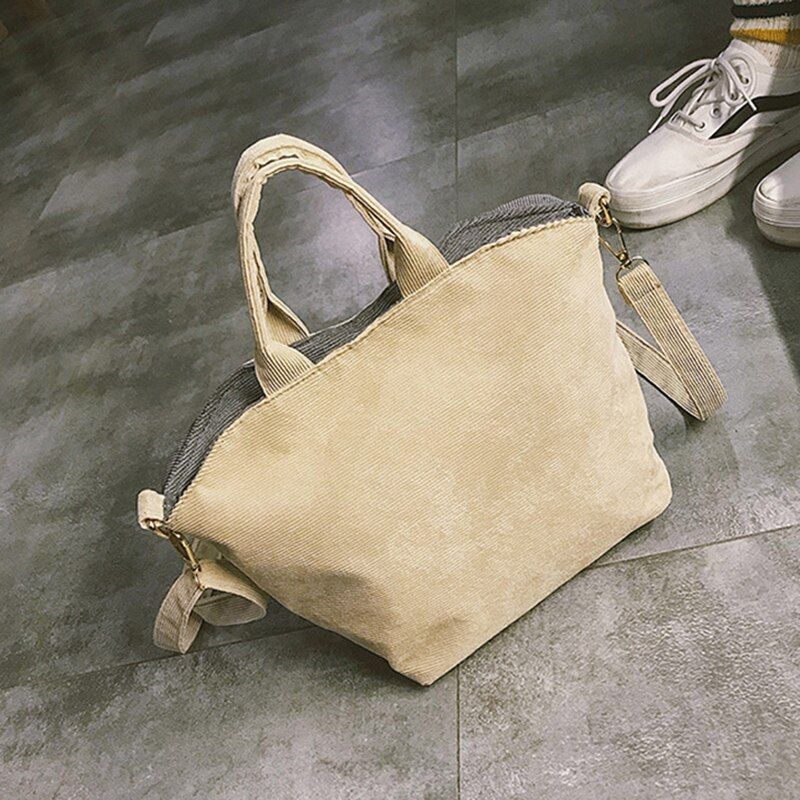 Cute Handbag Casual Travelling Large Totes Shoulder Bags Corduroy Messenger Bag
