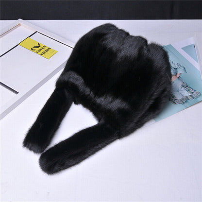 Womens Real Fur Handbag Full-pelt Mink Fur Tote Bag Genuine Sheep Leather Bottom