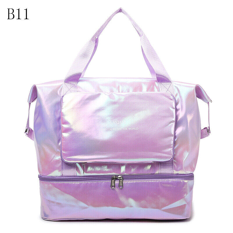 Pearlescent Folding Travel Shoulder Bag Waterproof Handbag Dry Wet Separation