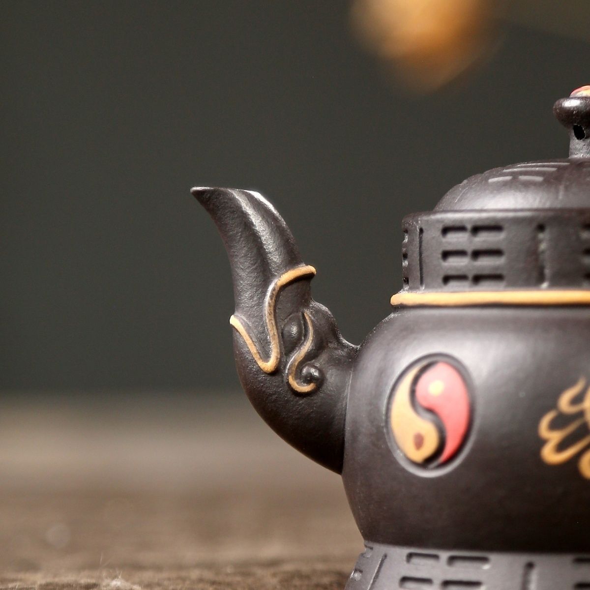 14CM Yixing Handmade Purple Clay Pot Tai Chi Bagua Pot Tea Set