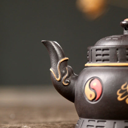 14CM Yixing Handmade Purple Clay Pot Tai Chi Bagua Pot Tea Set