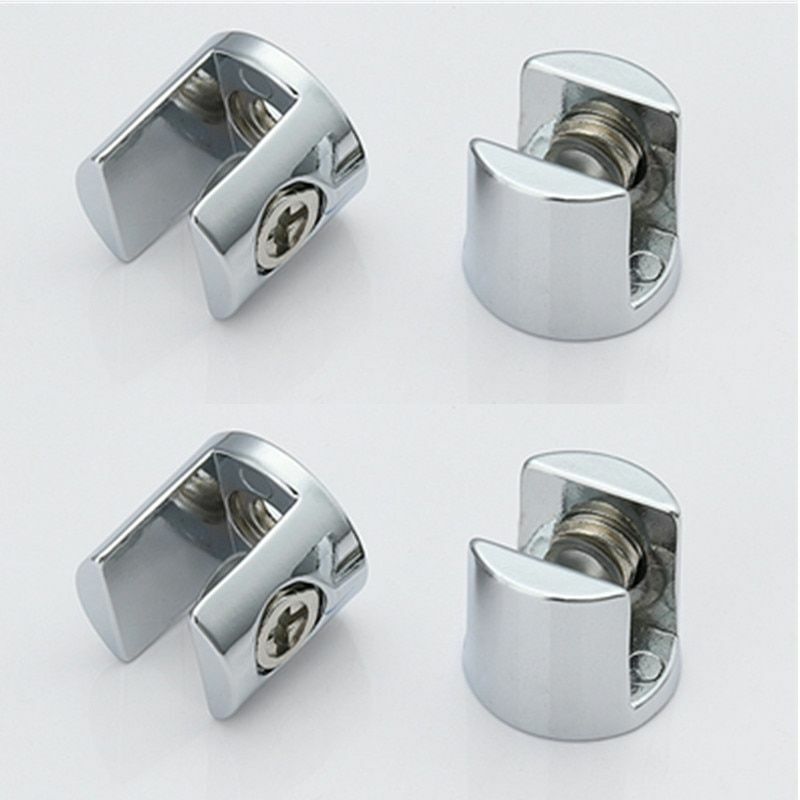 4Pcs/Lot Glass Clamp Chrome Zinc Alloy Finish Plated Bracket Shelf Holder Supply
