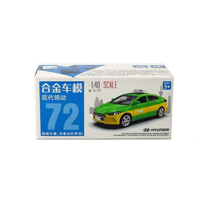 1:43 Diecast Hyundai Elantra Taxi Metal Car Model Toy Pull Back Door Open Gift
