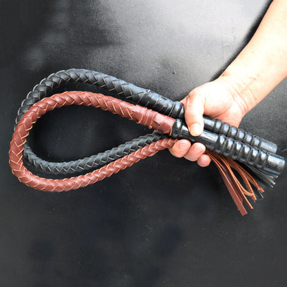 Cowhide Horse Riding Crop Long Anti-slip Wooden Handle Riding Whips for Horse
