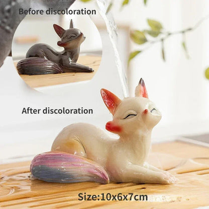 Color-changing Fox Tea Pet Resin Tea Play Teaware Set Chinese Tea Ceremony