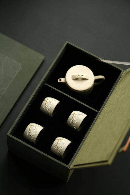5pcs of set chinese Yixing Handmade Zisha HanWa White Clay tea cup Gongfu teapot
