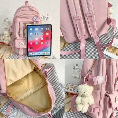 Backpack Cute School Traveling Bags 31*13*43 Cm Black Pink White Purple Blue 1PC