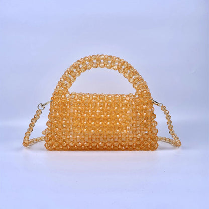 Beaded Knitted Pillow Type Handheld Crossbody Dual Purpose Acrylic Bag