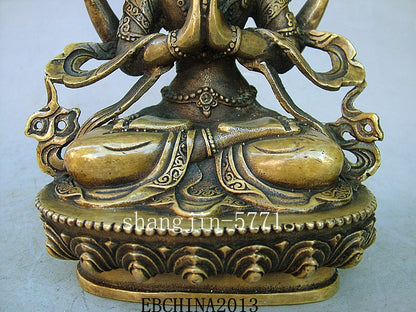 8.4"Old Antique Chinese Ancient Collection Brass Bronze Tibet Buddha Statue