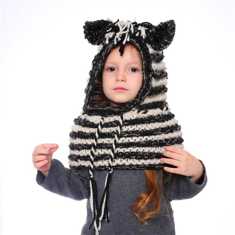 Cute Animals Style Girls Hats Scarf Set Winter Kids Knitting Hat Neckerchief