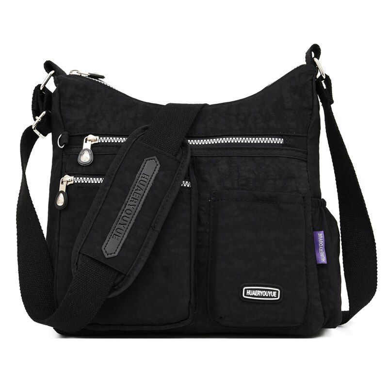 Nylon Shoulder Bag Multi Zipper Pocket Messenger Purse Waterproof 30*12*28CM Bag