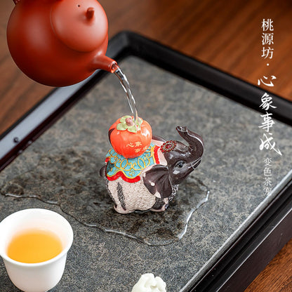 Color Changing Elephant Resin Tea Pet 8.5cm Tea Play Kung Fu Tea Tray Decor