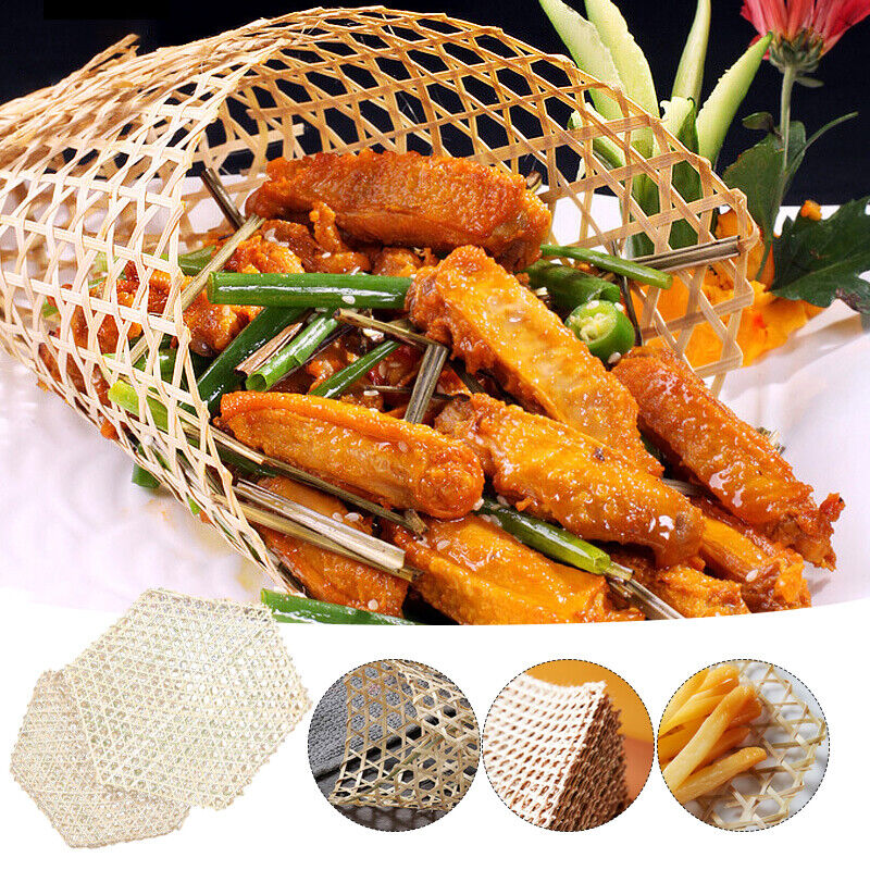 Bamboo Mesh Steamer Mat Plate Sushi Seafood Meat Woven Folding Basket Liners NEW