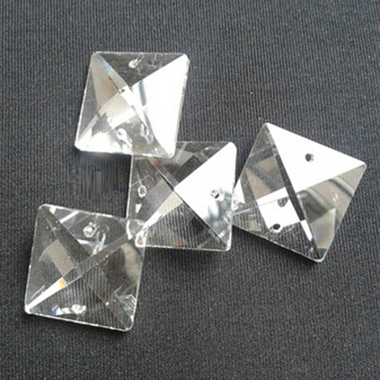 150pcs 14mm Clear Glass Square Crystal Beads Prisms Chandelier Lamp Chain Parts