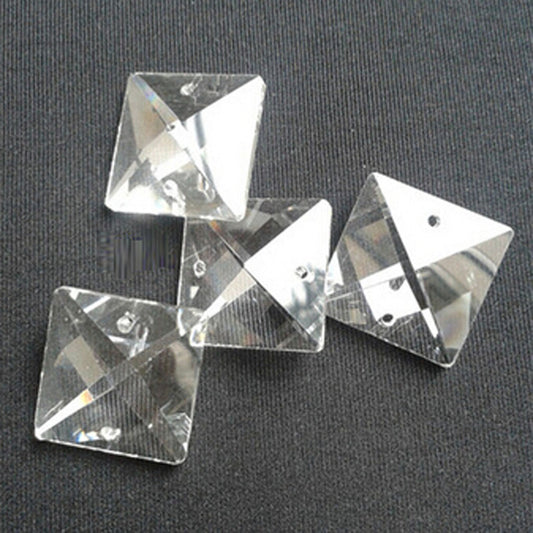 150pcs 14mm Clear Glass Square Crystal Beads Prisms Chandelier Lamp Chain Parts