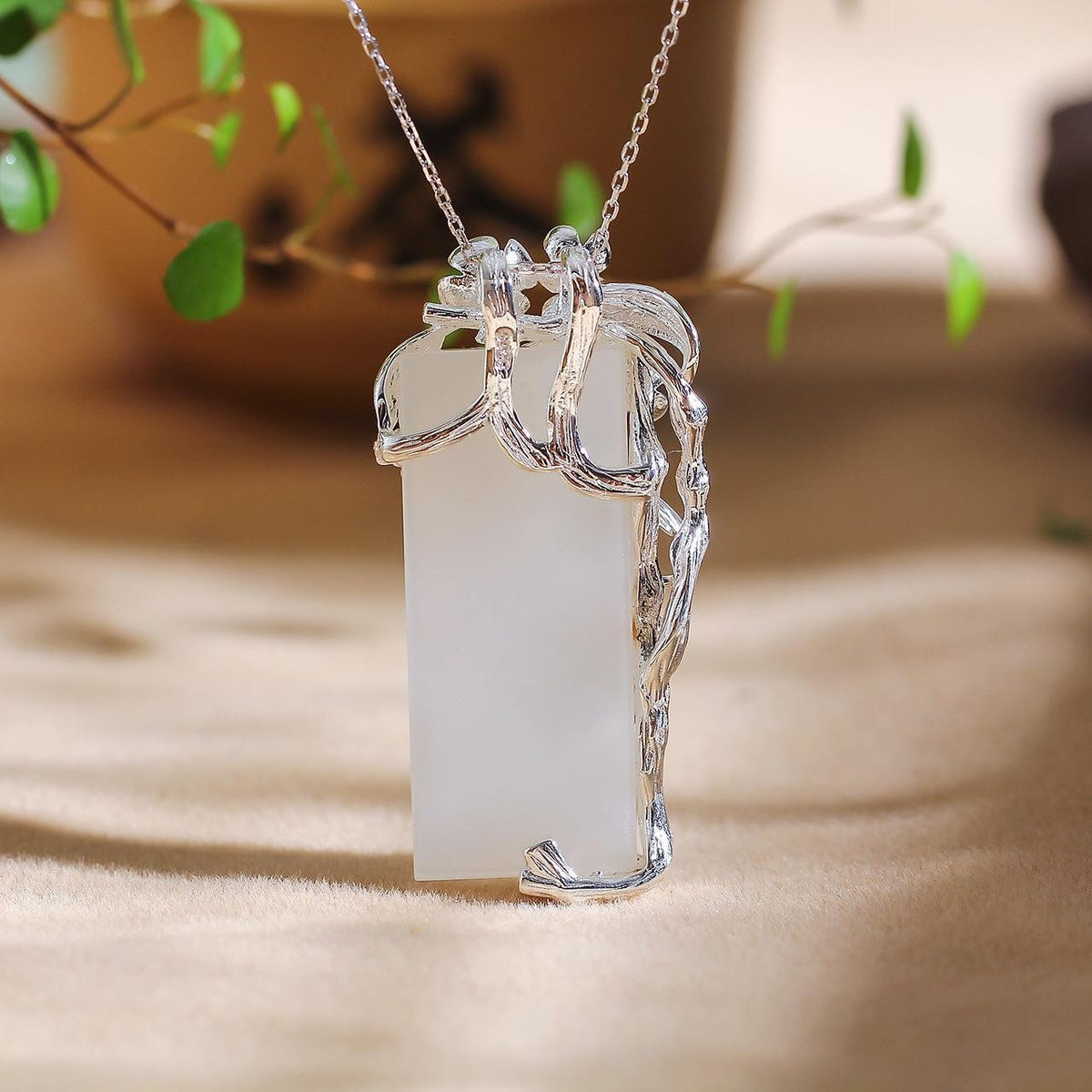 Alloy & Jade "Joy on Plum" Pendant Necklace for Women