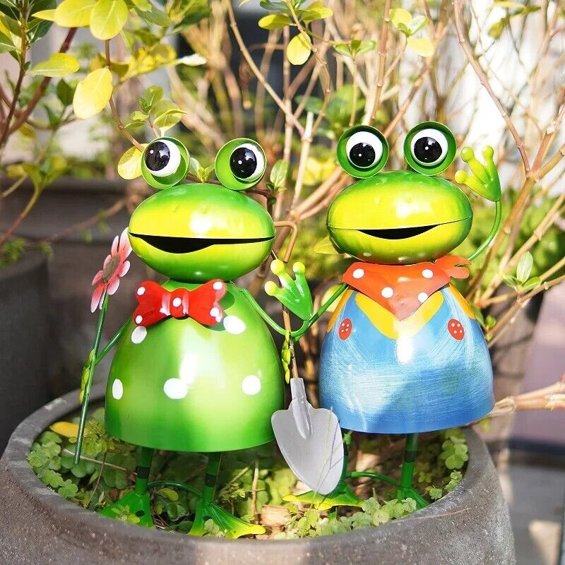 Frog Statue Metal Figurine Garden Outdoor Decor Yard 3D Art Sculpture 15x8x5inch