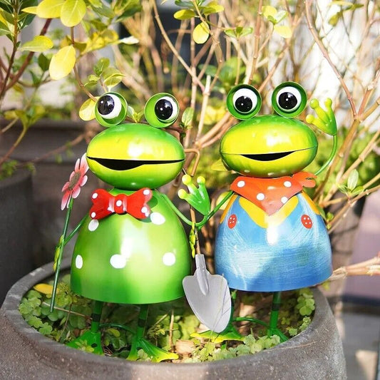 Frog Statue Metal Figurine Garden Outdoor Decor Yard 3D Art Sculpture 15x8x5inch