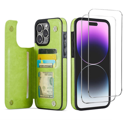 Wallet Case for iPhone 16 15 14 13 12 11 Pro Max 7 8 SE with Screen Protector