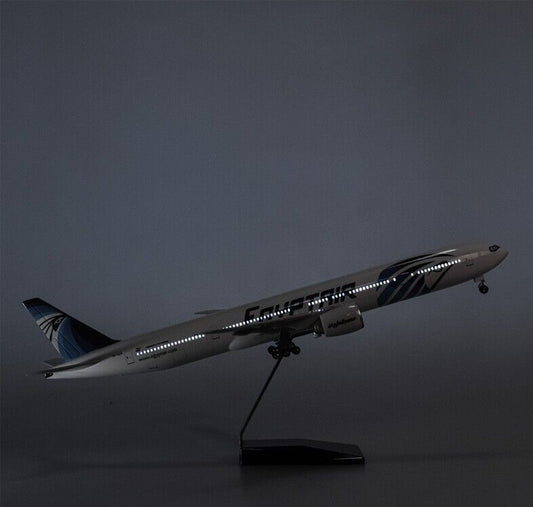 47CM EGYPTAIR B777-300ER Passenger Plane Led Sound- controlled Light Resin Model