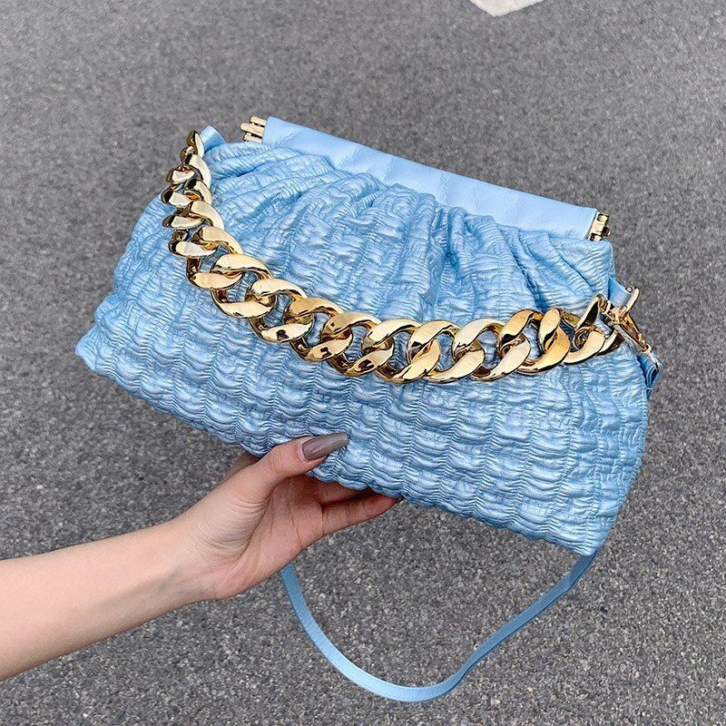 Luxury Acrylic Thick Chain Handbag Purse Shoulder Bag Clip Shell Evening Clutche