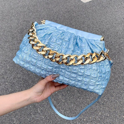 Luxury Acrylic Thick Chain Handbag Purse Shoulder Bag Clip Shell Evening Clutche