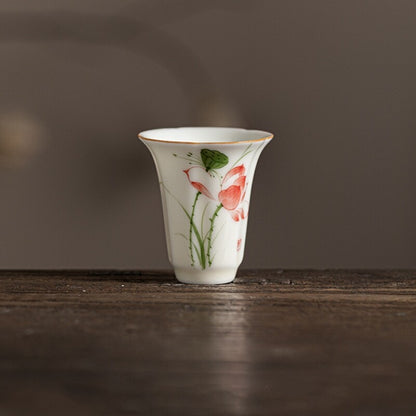 Ceramic Tea Cup Handpainted Chinese Kungfu Cup Scent Cup Floral Designing 45ml