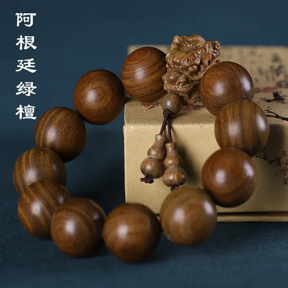 20MM Vintage Wooden Bracelet Dragon Head Beads Charm Bracelet Bangle