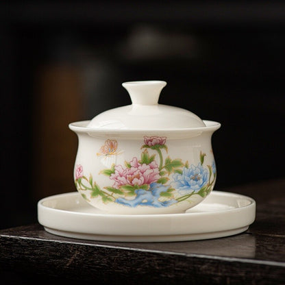 Ceramic Gaiwan For Tea Tureen Teaware Cup Chinese Tea Bowls Jade White Porcelain