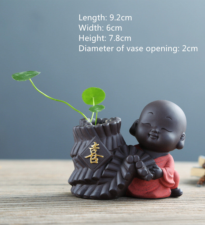 One Piece House Warming Gift Yixing Zisha Vase Small Tea Pet Little Kid Monk New