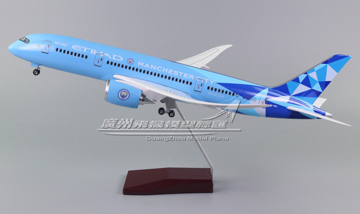 1:130 43CM ETIHAD MANCHESTER CITY BOEING 787 Airplane Landing Gear Resin Model