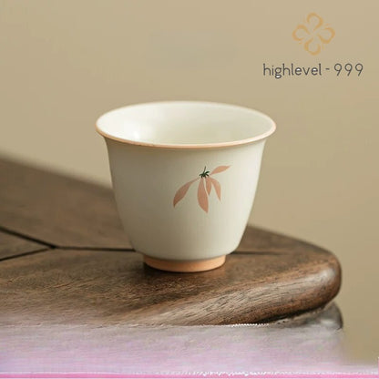 Orchid Ceramic Tea Cup Ding Kiln Chinese Kung Fu Tea Cup High Quality Single Cup
