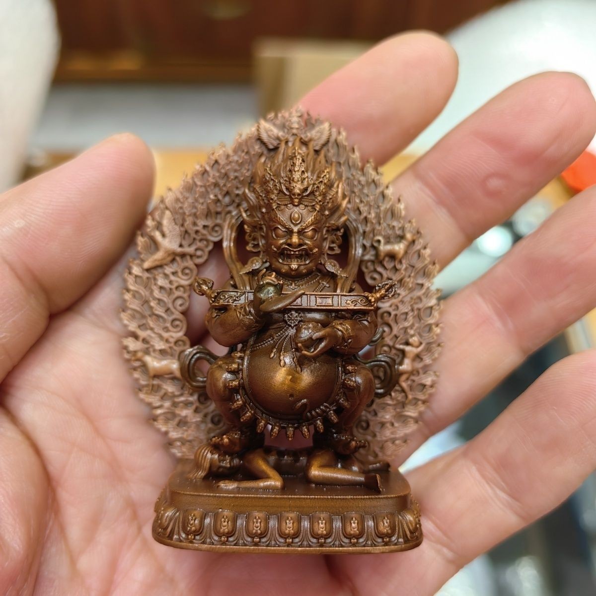 Red Copper Mahakala Statue 6cm 73g Sakya Vajra Vintage Buddhist Ornament