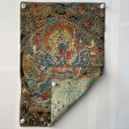 35" Tibetan Buddhism Embroidery Chakrasamvara Buddha Thangka Worship Hall