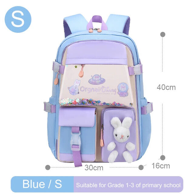 Girl Children Backpack School Bag Back Pack Pink Kid Child Schoolbag Class Kit