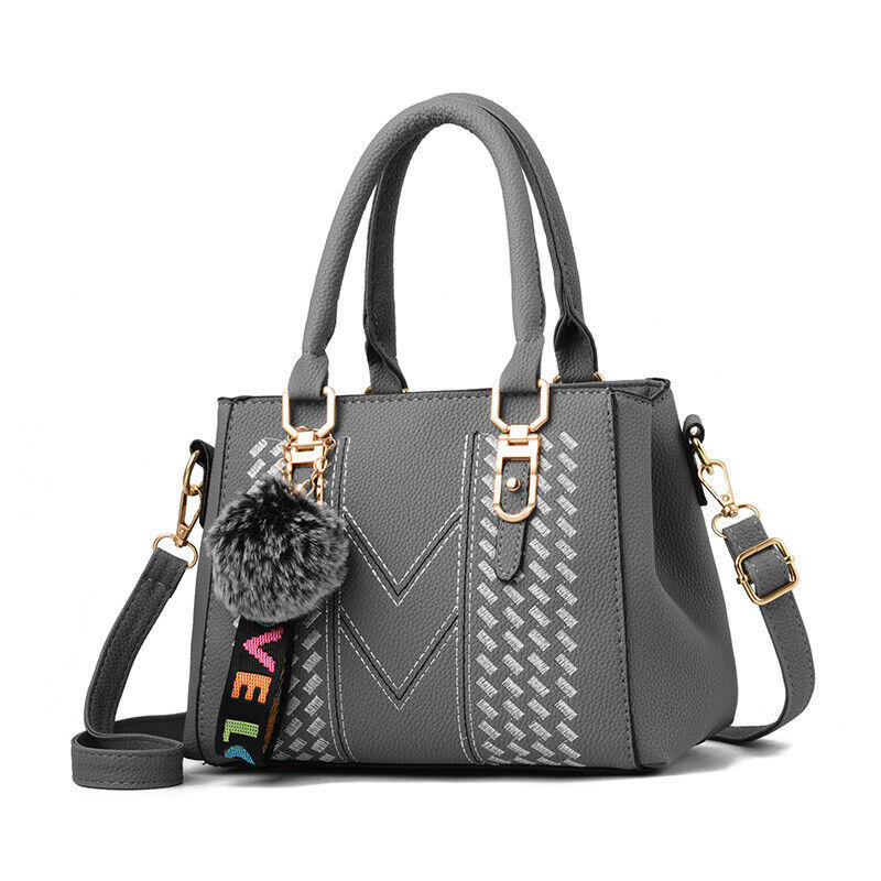 Cute Fur Ball Elegant Embroidery Women Crossbody Bag Luxury Ladies Messenger Bag