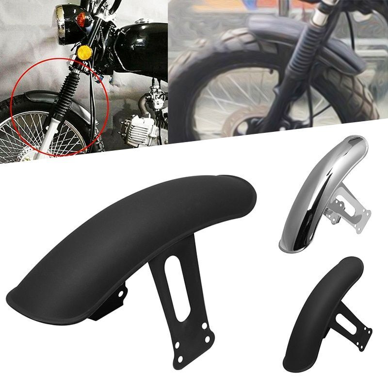 Motorcycle Fenders Universal Front Black\Chrome Tire Position Mudguards 38x9.5cm