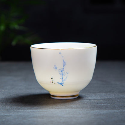 1pc Sheep Fat Jade White Porcelain Tea Cup Tea Tasting Cup Household Tea Cup